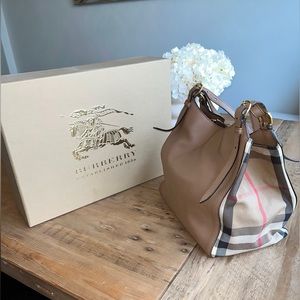 Burberry CANTERBURY Derby Leather House Check Small Satchel Purse Bag